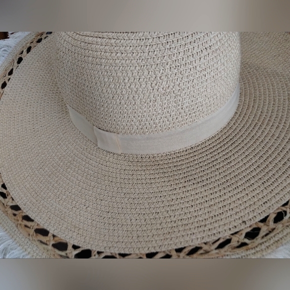 KENDALL+ KYLIE Natural Paper Straw Summer Hat with Fringe main image 5